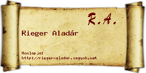 Rieger Aladár névjegykártya